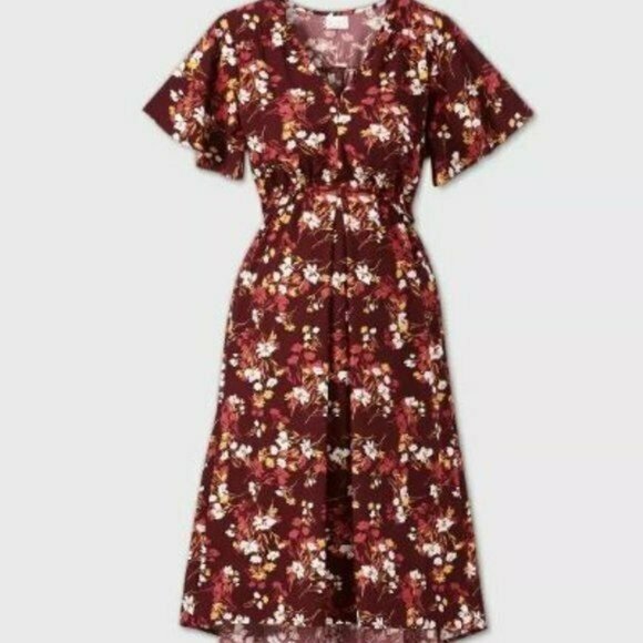 Isabel Maternity by Ingrid & Isabel Dresses & Skirts - Isabel Maternity by Ingrid & Isabel Dress Womens M Burgundy Floral Midi